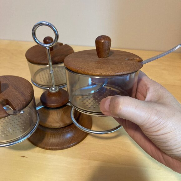 Luthje Danish Teak Condiment Set - Picture 3 of 4